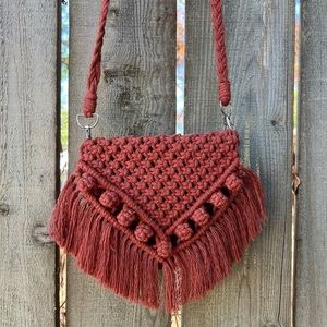 Handmade macrame cross body bag.